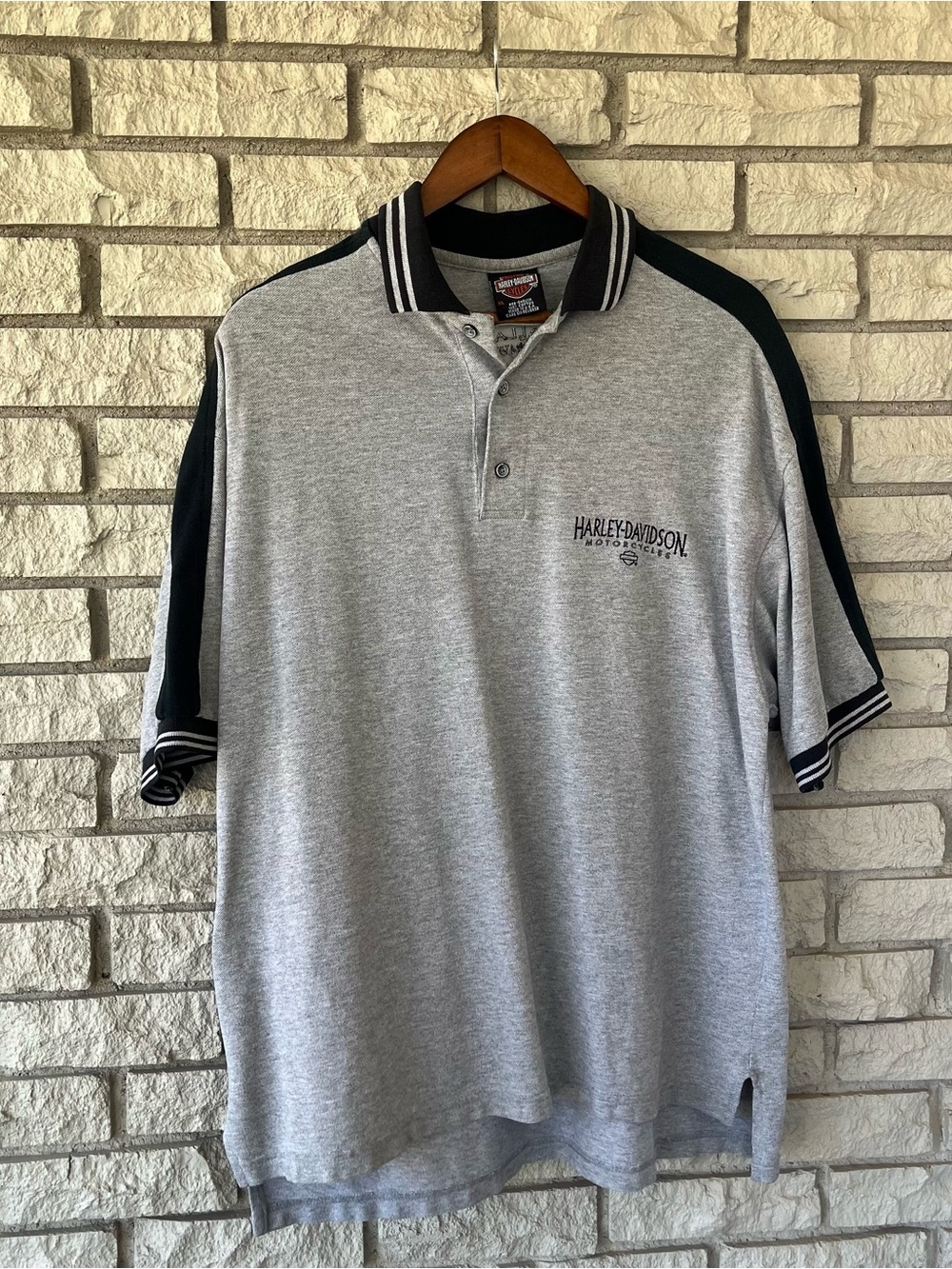 Harley Davidson Gray/Black Polo Dallas, Texas Embroidered Size XL